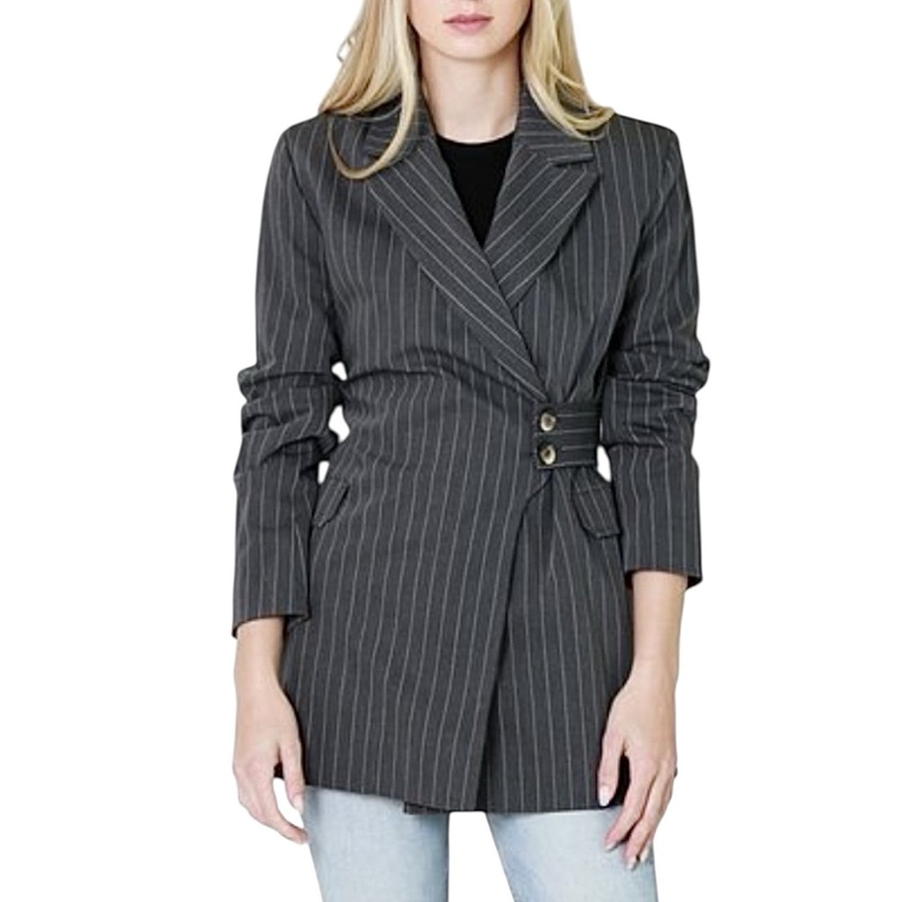 Ganni Gray Pinstripe Blazer